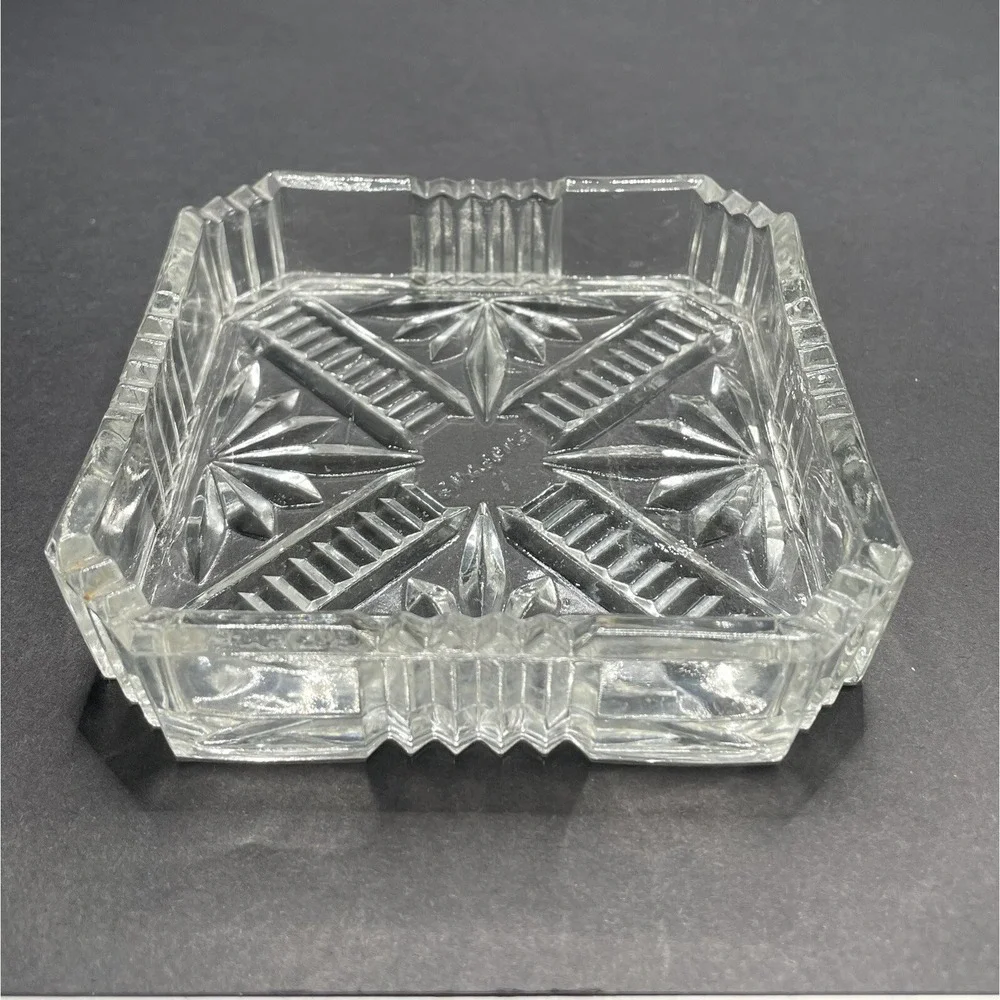 Vintage MCM Crystal Cut Trinket Holder Ashtray. 3.5